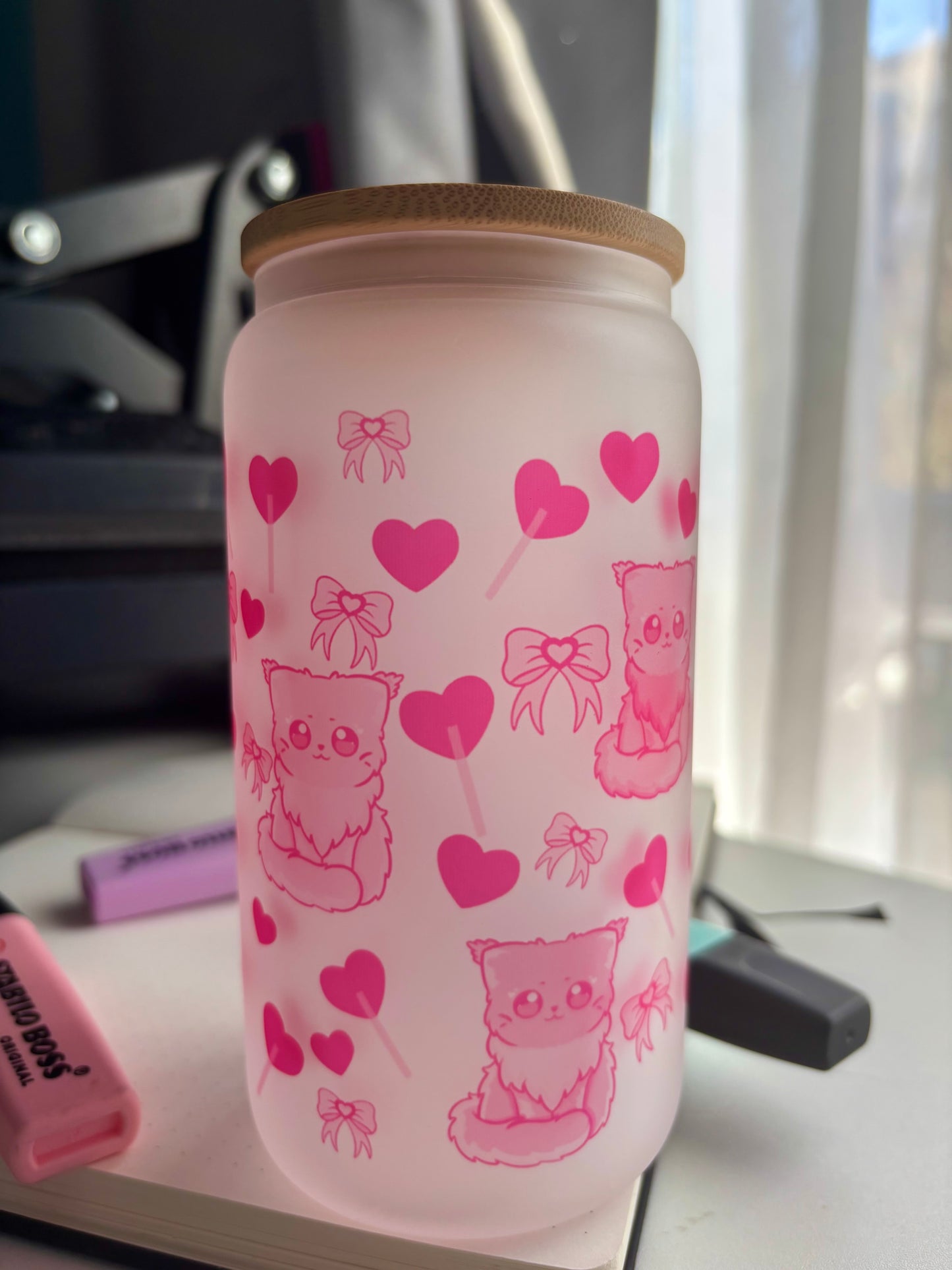 Lovey Kitty Glass Cup