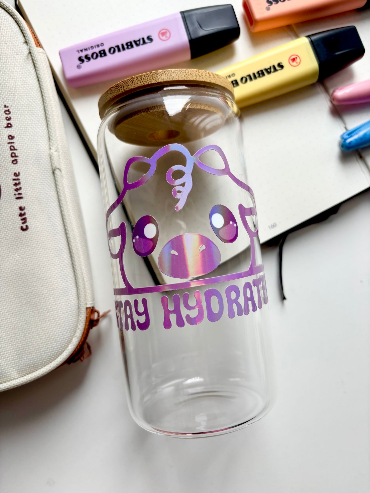 Stay Hydrated Glass Cup