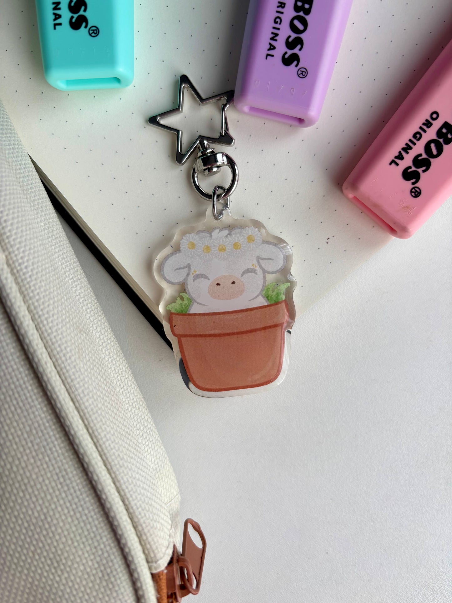 Daisy Cow Keychain