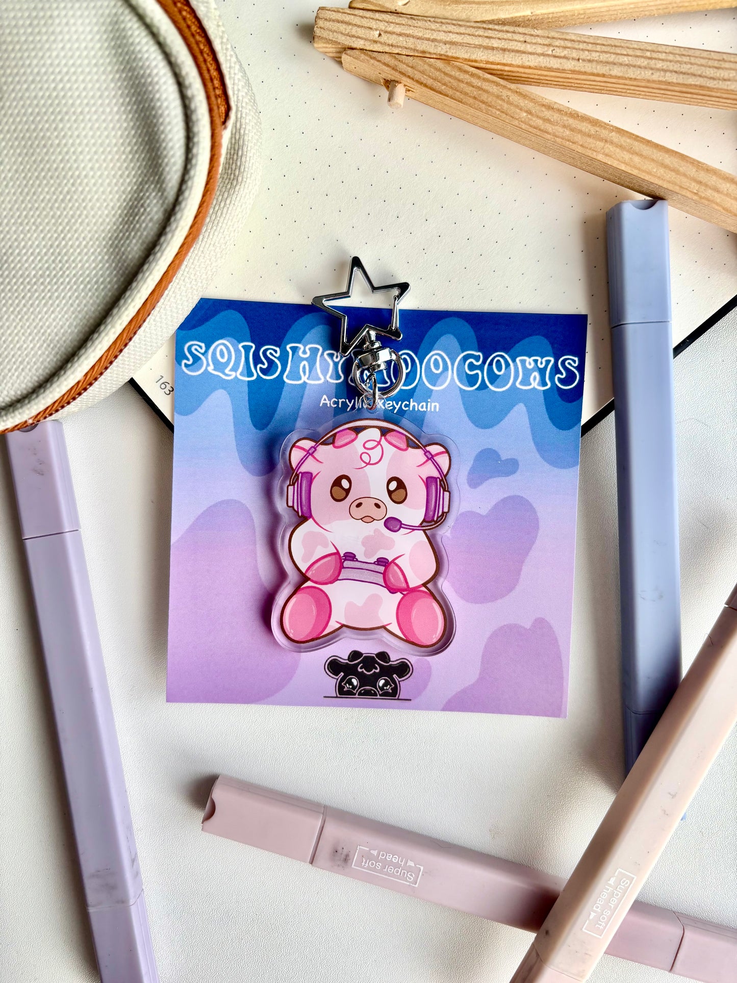 Gamer Cow Keyring