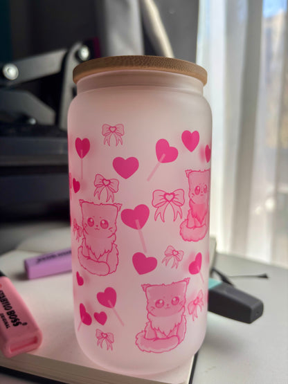 Lovey Kitty Glass Cup
