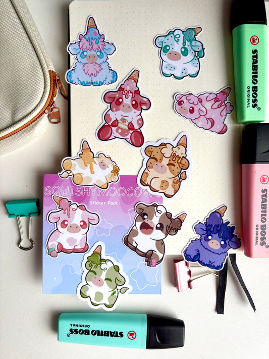 Ice Cream Cow Sticker Pack