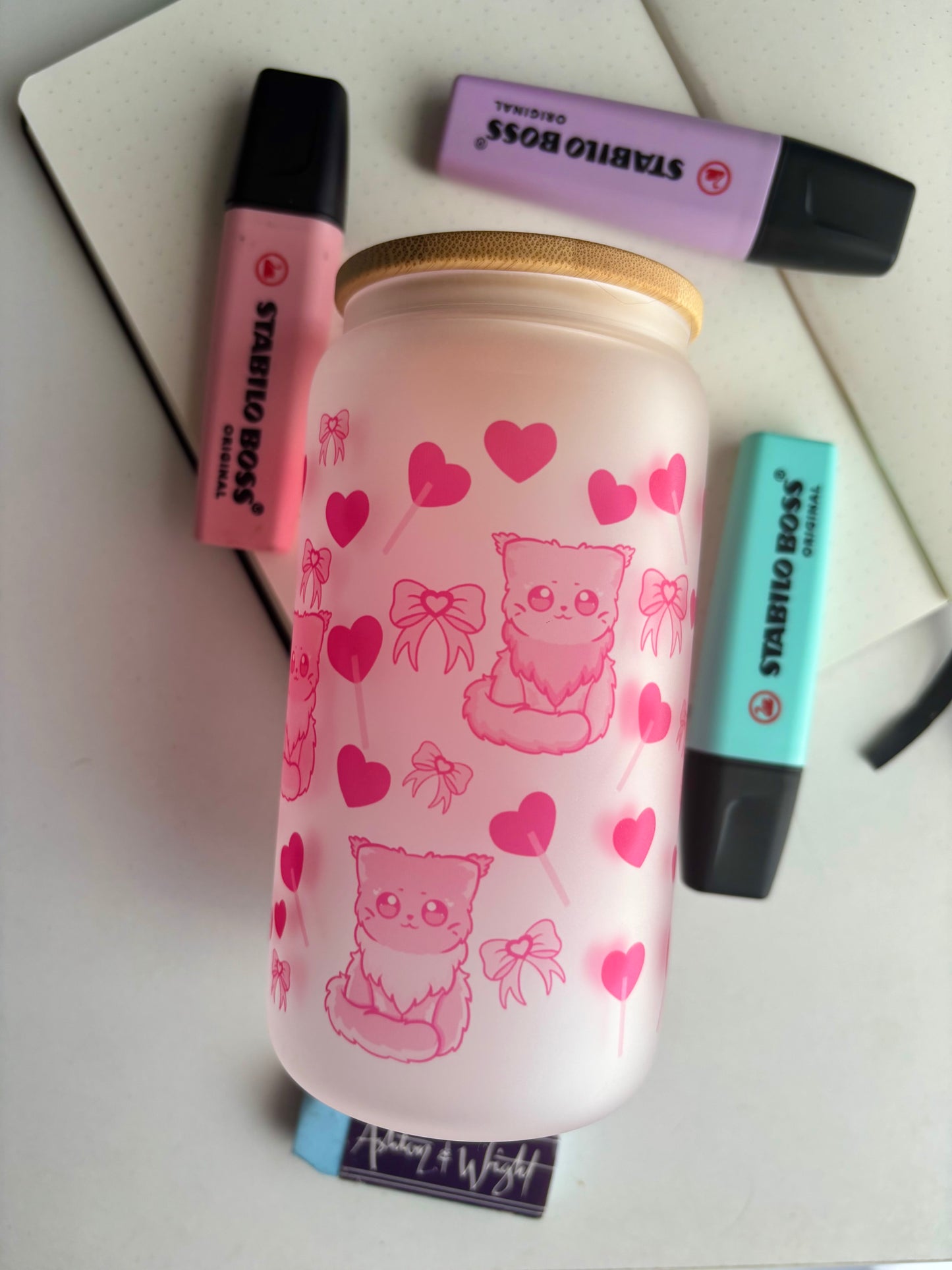 Lovey Kitty Glass Cup