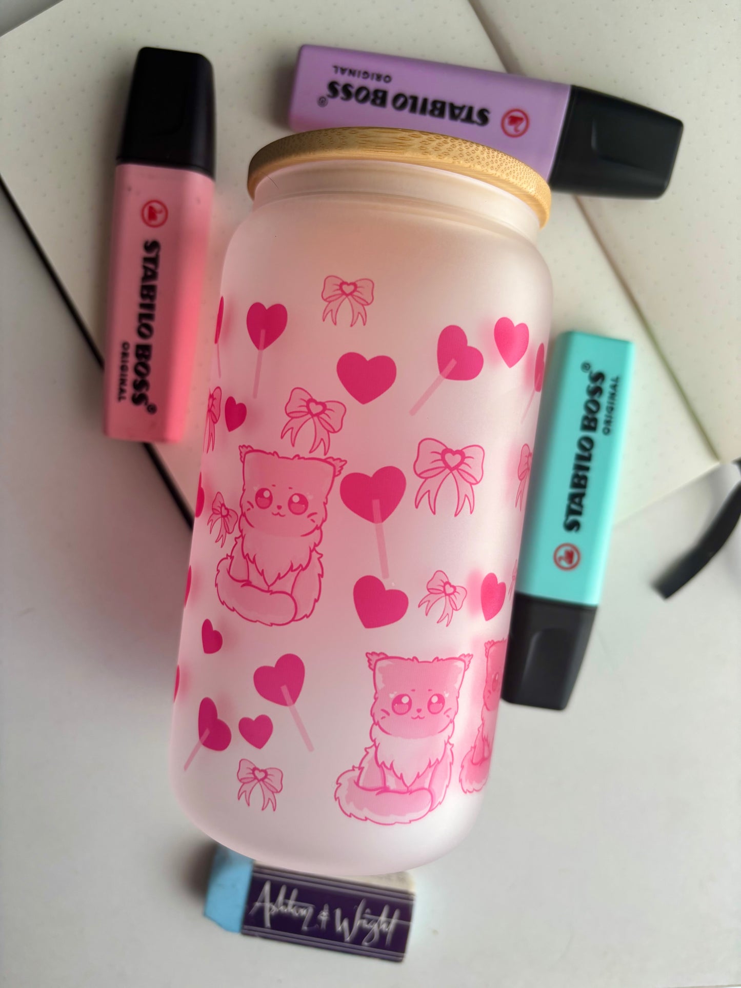 Lovey Kitty Glass Cup