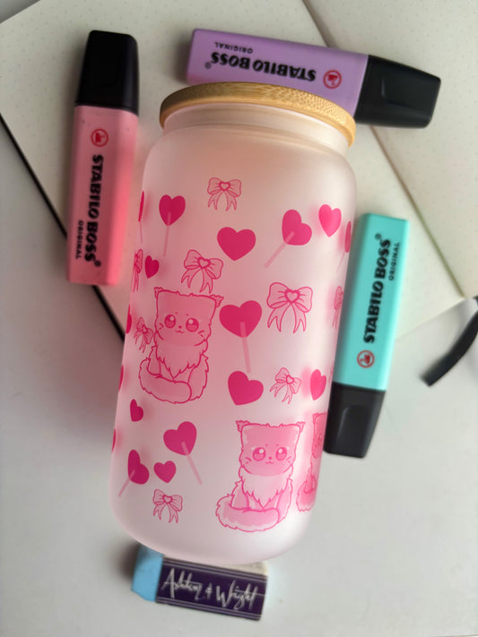Lovey Kitty Glass Cup
