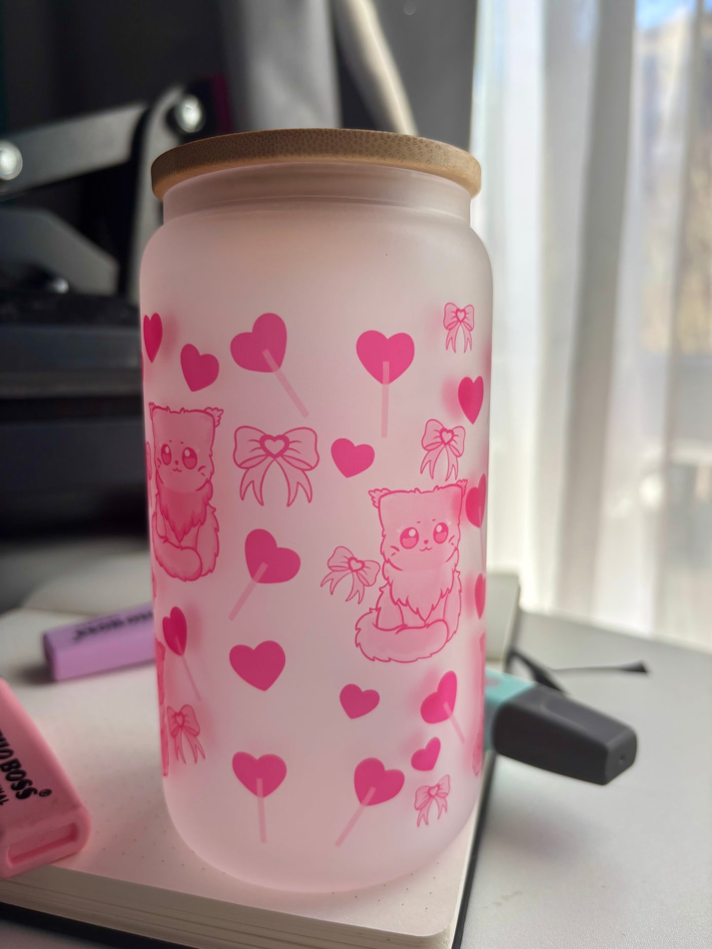 Lovey Kitty Glass Cup
