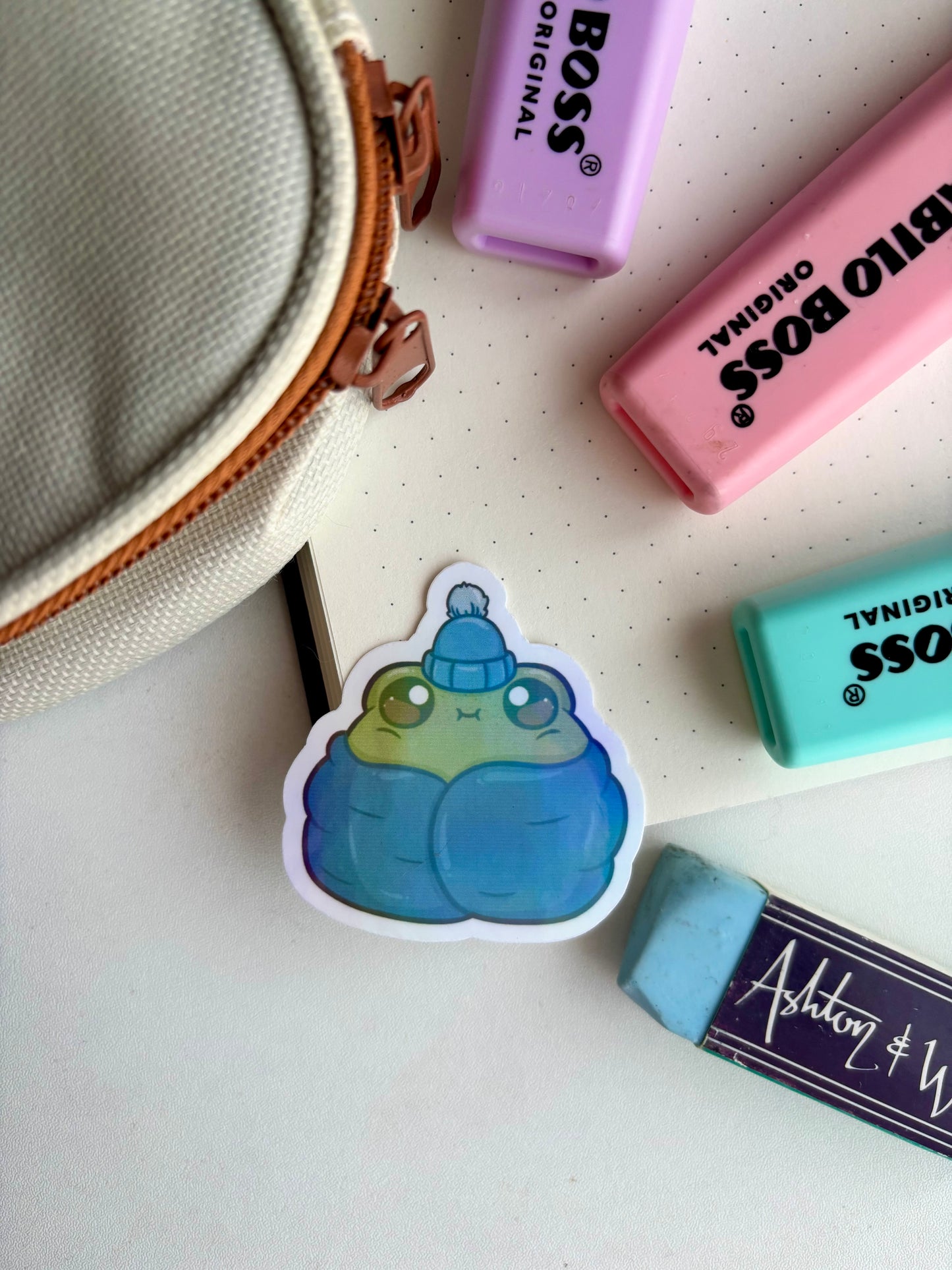 Holographic Cozy Frog Sticker