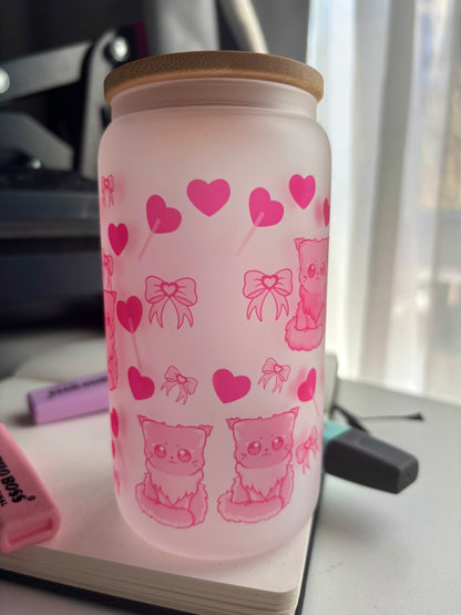 Lovey Kitty Glass Cup