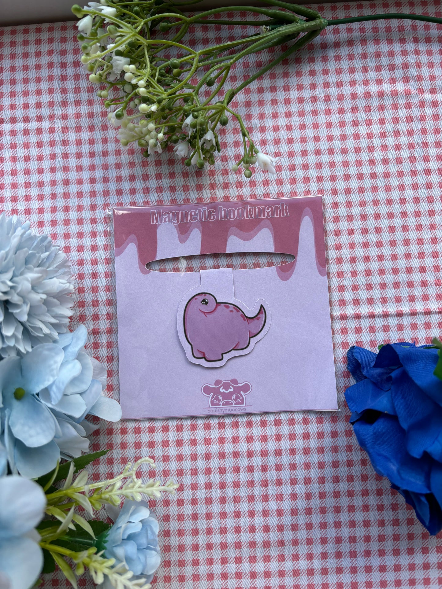 Magnetic Pink Dino Bookmark