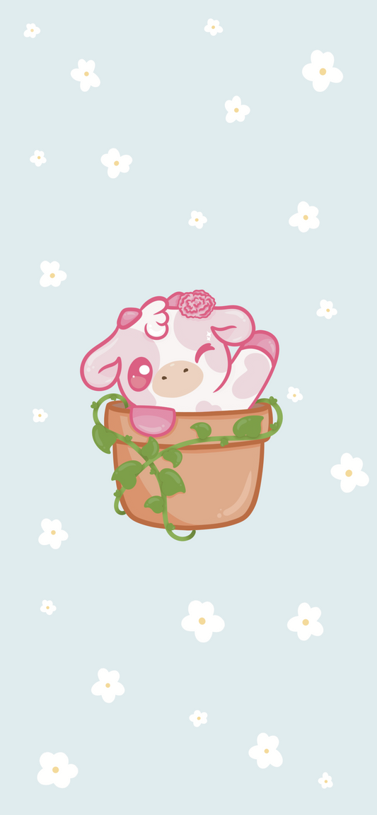 Carnations Cow Wallpaper